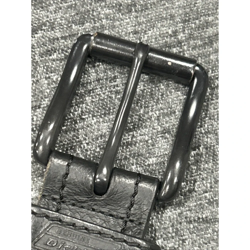Genuine Dickies Mens Black Leather Belt Size 34 Gunmetal Buckle Workwear Classic
